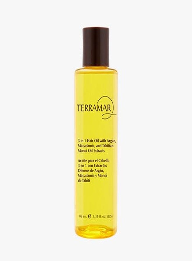 Terramar 3-in-1 Hair Oil with Argan, Macadamia, and Monoi Extracts, Smoothing and Hydrating Serum (Small - 3.31 Fl Oz) - Image 1